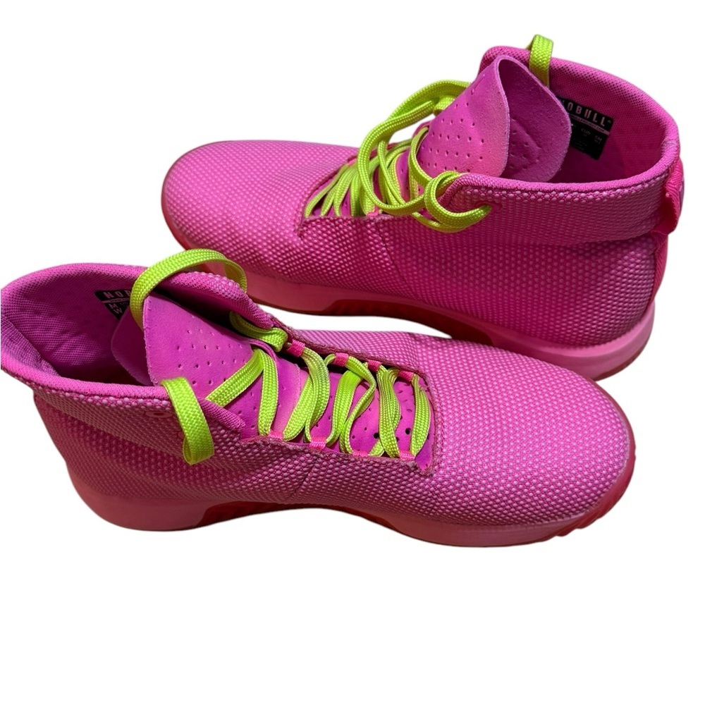 Vibrant Pink and Neon Green High-Top Sneakers - Picture 6 of 16